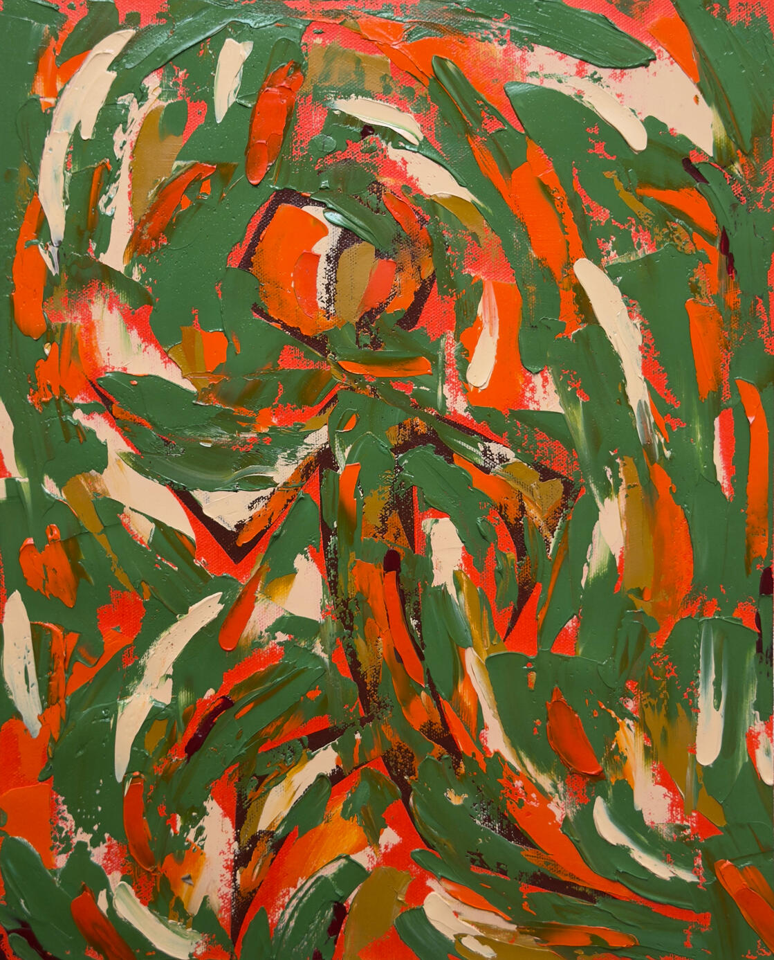 "Dialogue: 03", oil and acrylic on canvas, 12.75" x 15.75", $425